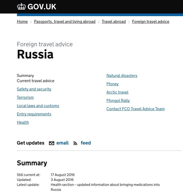 Safety and security in Rusia - UK Goverment