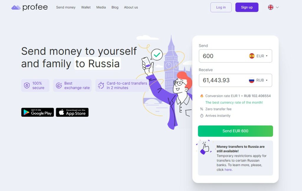 Send money to yourself or family to Russia from UK